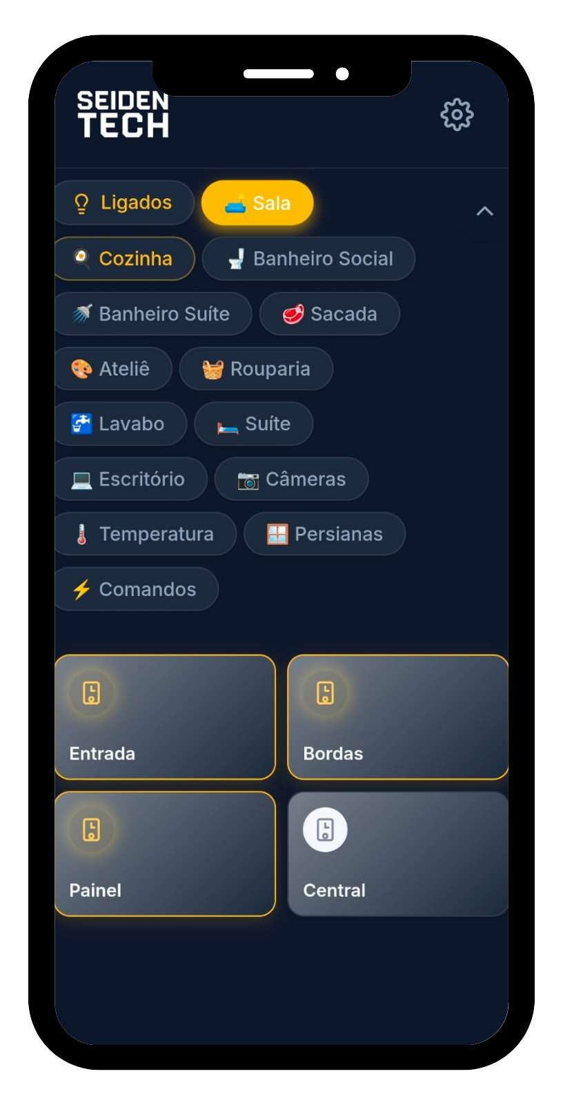 Mockup do CAST OS em um iPhone