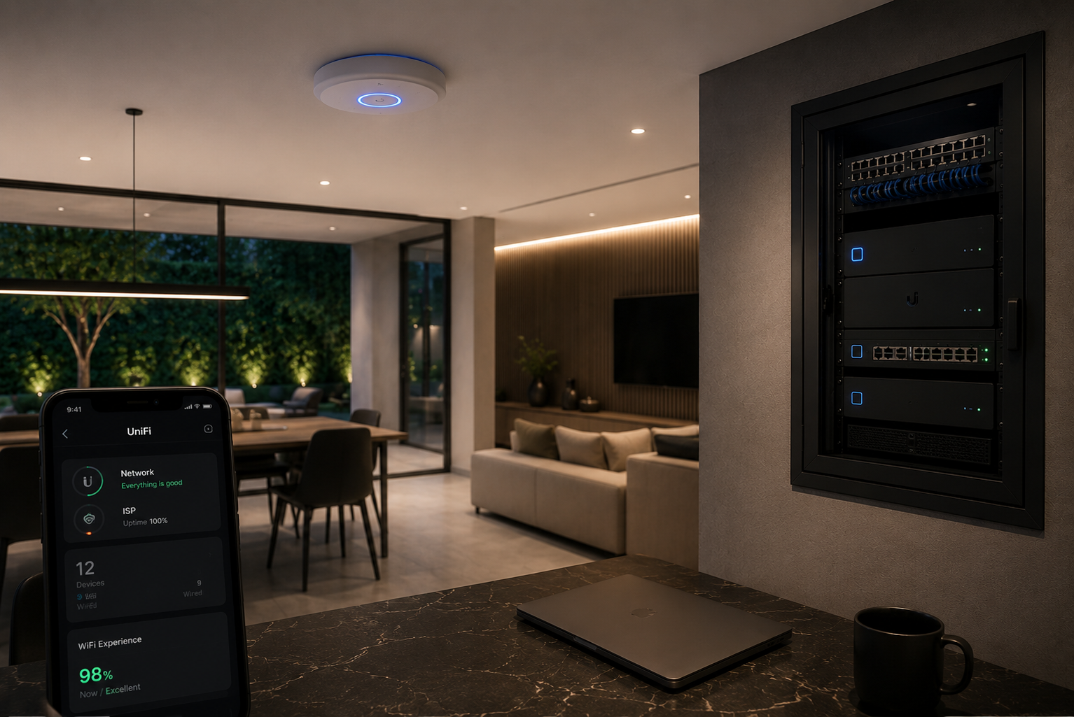Rede Wi-Fi premium com infraestrutura profissional